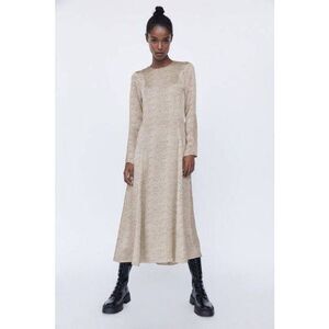 NWT Zara Ecru Black Dot Printed Midi Dress Size Medium Quiet Luxury Blogger Fave